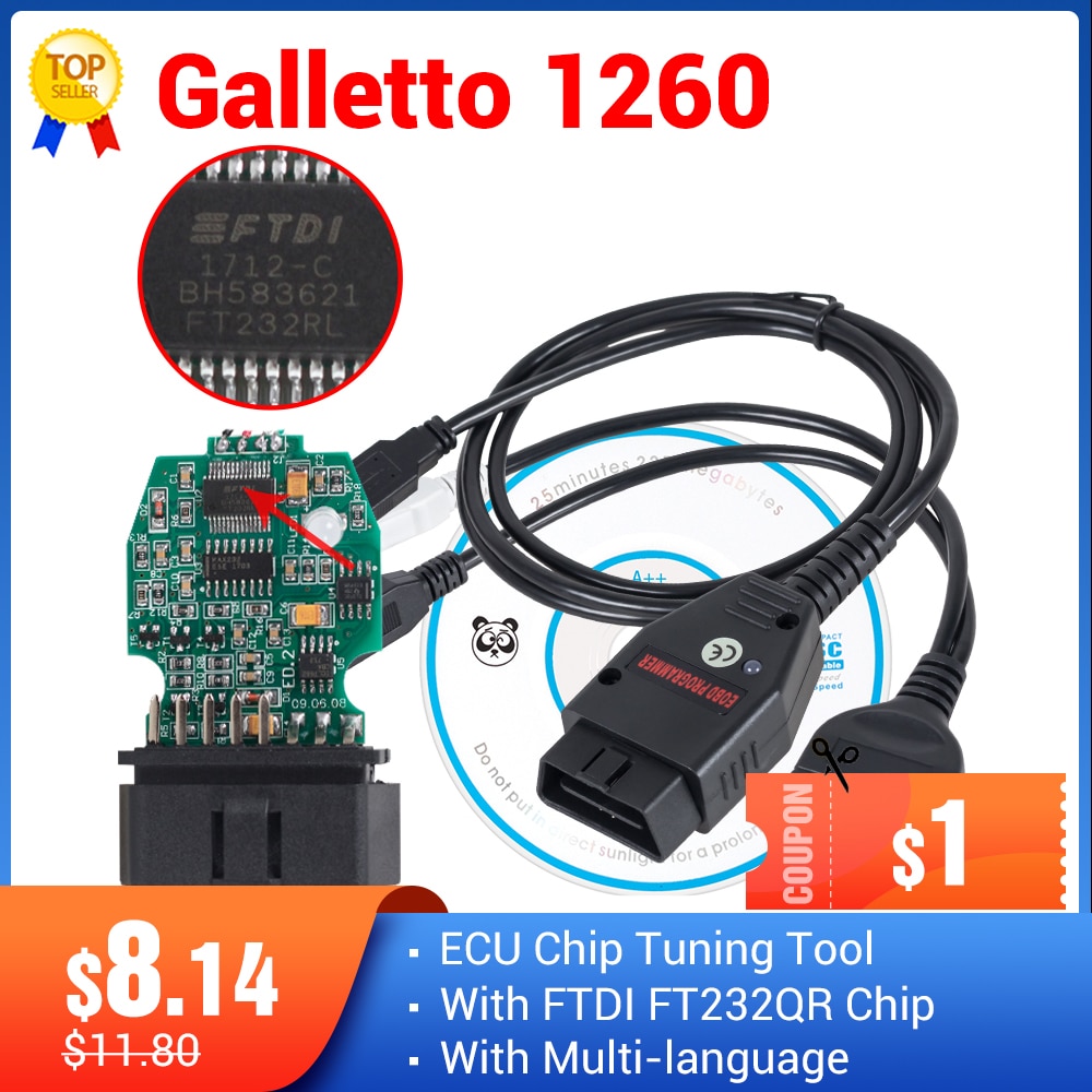 Galletto 1260 ecu chip tuning tool eobd/obd2/obdii flasher galleto 1260 ...