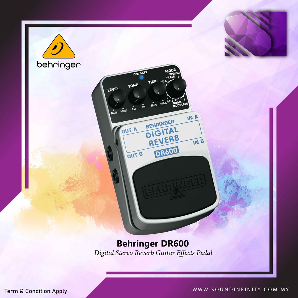 Behringer DR600 Digital Reverb Guitar Effects Pedal (DR600) Shopee Malaysia