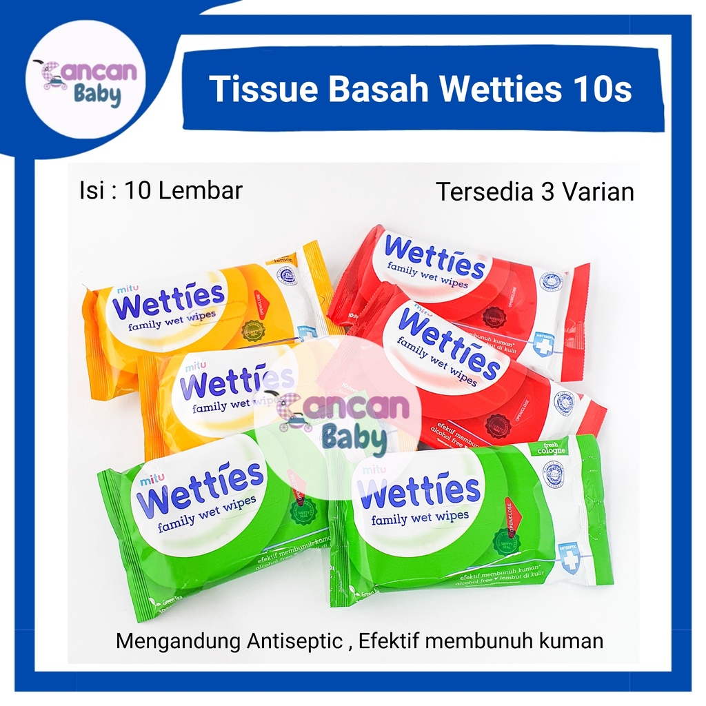 HIJAU MERAH Mitu Wetties Wet Tissue 10 s Wipes Antiseptic Antiseptic ...