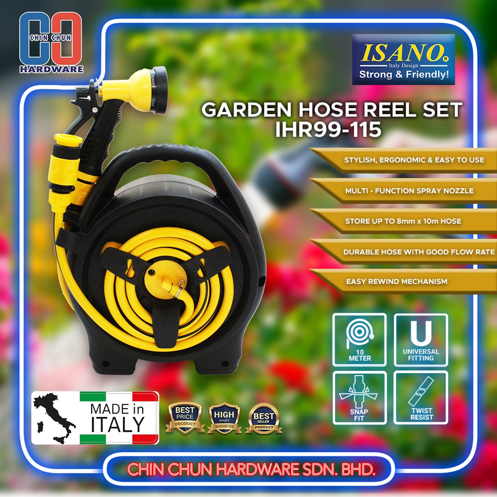 ISANO IHR99115 HOSE REEL SET WITH ACCESSORIES/GARDEN HOSE REEL SET