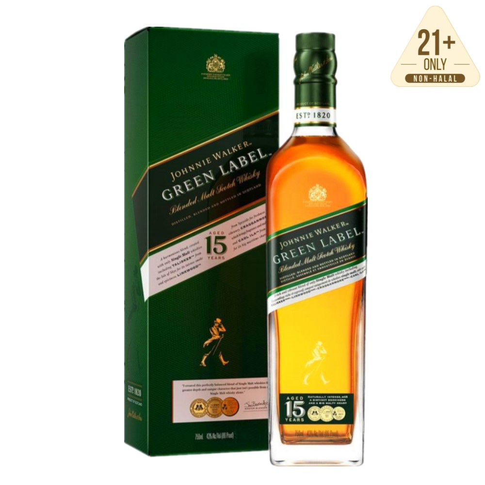 Johnnie Walker Green Label 15 Year Old Blended Malt Scotch Whisky 700ml ...
