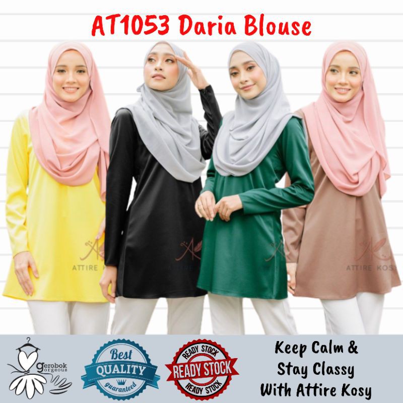 Daria Plussizes Plain Blouse Nursing and Wudhuk Friendly Simple Casual Blouse Muslimah AT1053 Part 4 (2XS-7XL) [AK-B]