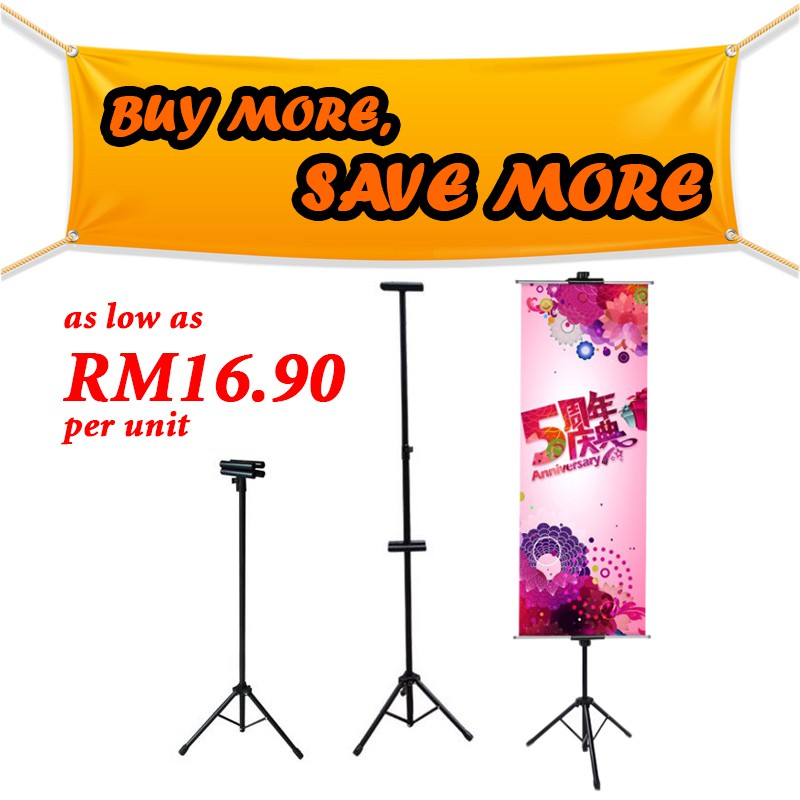 Tripod Banner Display Stand T Bunting Banner Advertising Double