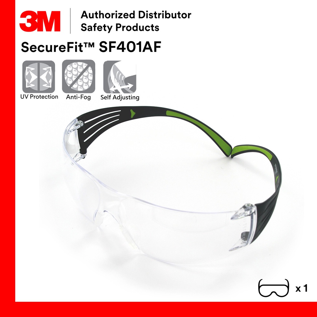 3M SF401AF SecureFit Lightest Safety Eyewear/ Safety Glasses Anti Fog