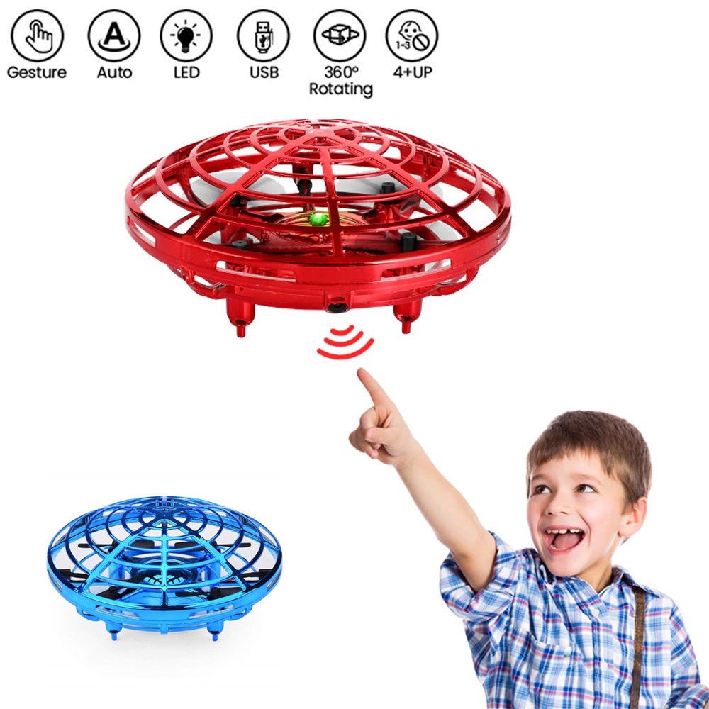 Red XITOMONI Mini UFO Drone for Kids UFO Flying Ball Aircraft Toys Hand Driven Drones for Indoor Outdoor USB Charging and Remote Control 