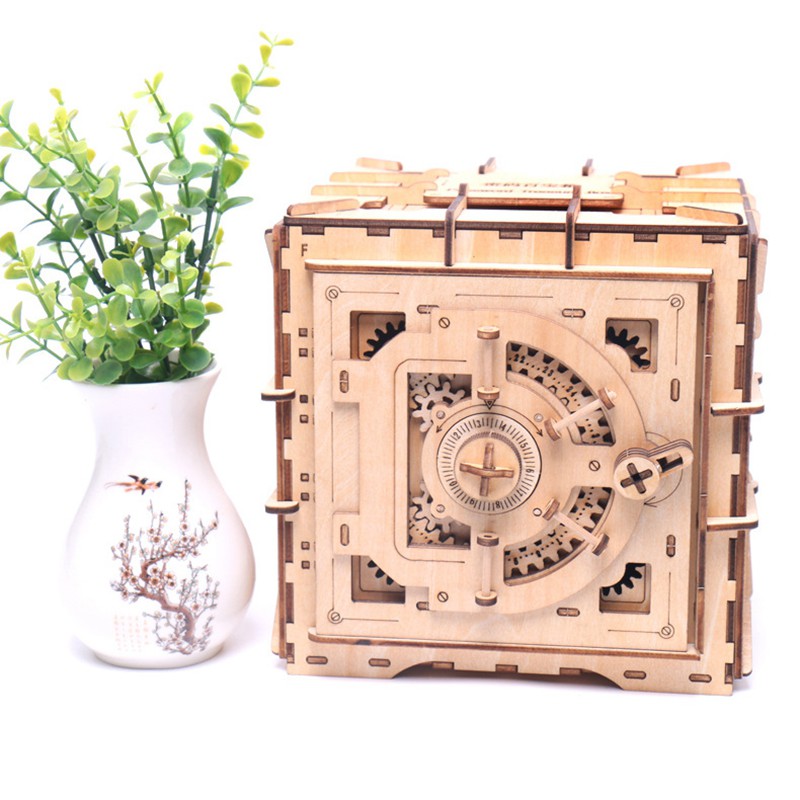 3D Puzzles Wooden Password Treasure Box Mechanical Transmission Puzzle Ukraine Model Valentine's Day Creative Adults Gifts Grow