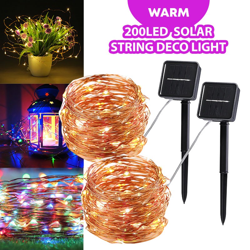 shopee: LED Solar Lighting Powered Twinkle Starry String Copper Wire Light 8 Modes Fairy DIY Outdoor Festive Lampu Taman 装饰灯 (0:0:Color:Warm;1:1:Length:22 Meter)