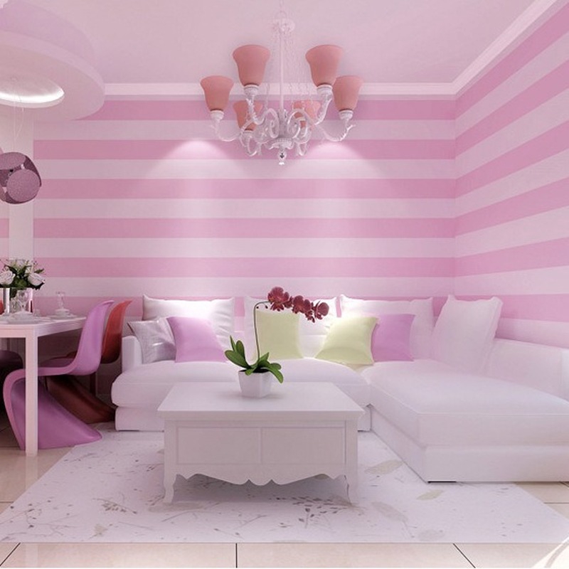 Modern Simple Korean Striped Wallpaper Pink Princess Children S Room Warm Girl Room Bedroom Non Woven Wallpape Shopee Malaysia