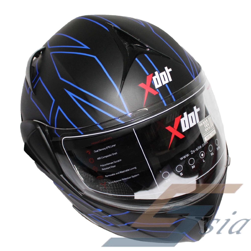 X-Dot G1919 Helmet (Matt Black/Blue)