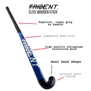 Trident Elite Wooden Fiberglass Reinforced Hockey Stick Kayu Hoki ...