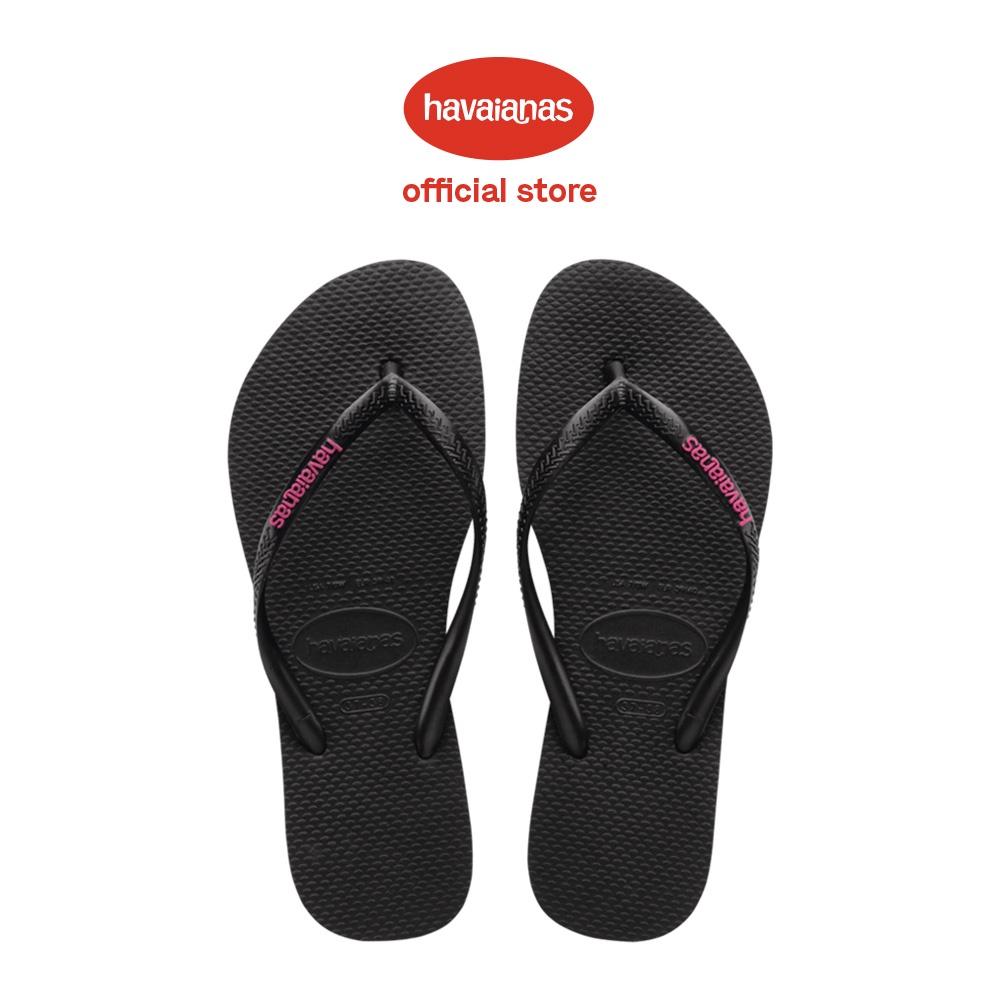 Havaianas Women Slim Logo Popup Flip Flops Black / Pink Shopee
