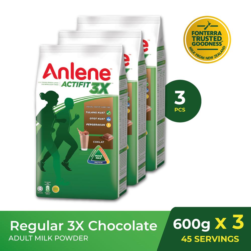 Anlene Actifit 3X™ Low Fat High Calcium Adult Milk Powder (Chocolate) 600g x3
