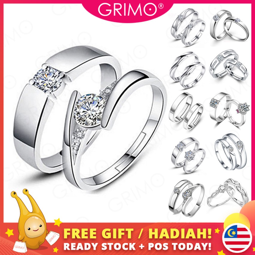 READY STOCKGRIMO Couple Diamond Rings 11 Type Lovers Ring Cincin Jari Kekasih Jewellery