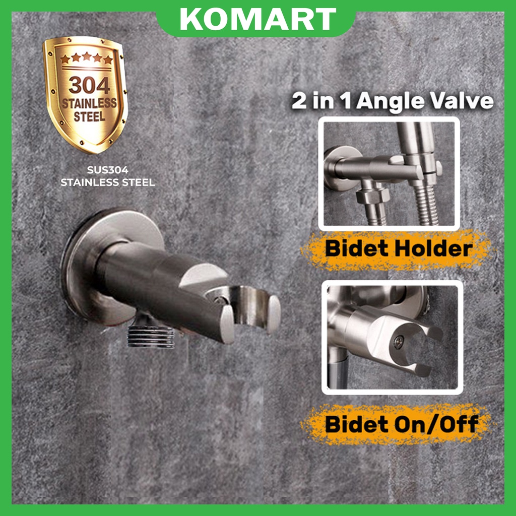 SUS304 Stainless Steel Bathroom Faucet Angle Valve With Bidet Holder Toilet Faucet Anglevalve