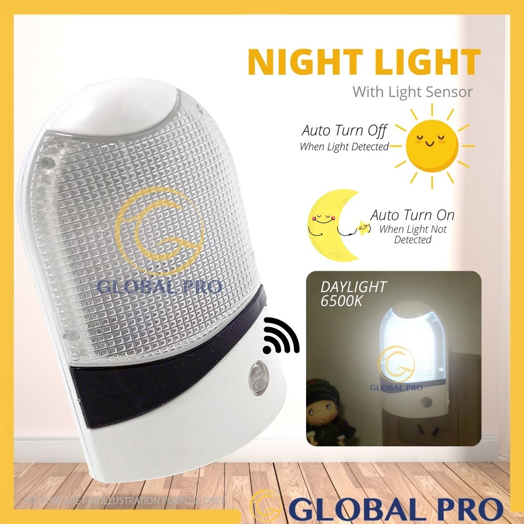 QL Plug in Night Light, Dimmable Mini LED Night Lights with Auto Sensor 6500K/ Lampu Tidur for Nursery Kids Room and Etc