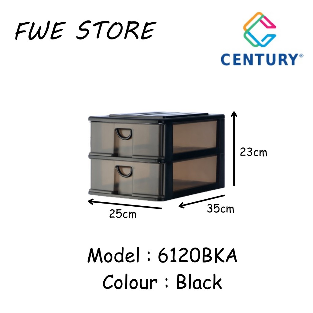 Century Black 2 Tier A4 Mini Drawer Document Storage