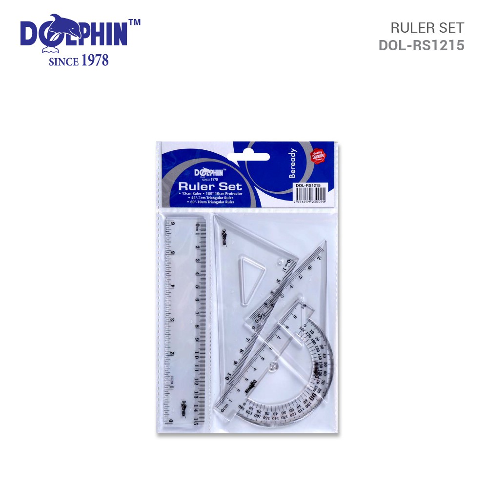DOLPHIN Ruler Set | Including Ruler/Protractor/Triangle Ruler | 4 Types ...