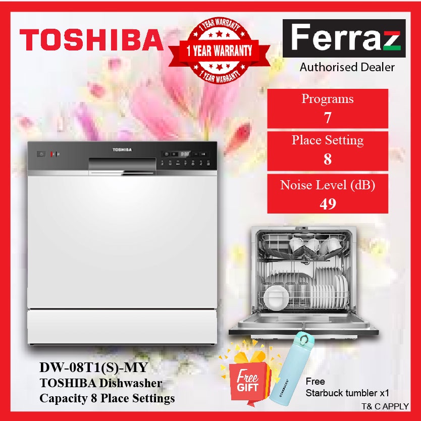 TOSHIBA DW-08T1(S)-MY Table Top Dishwasher 83PCS with 7 Program Dishwasher (Pre Order)