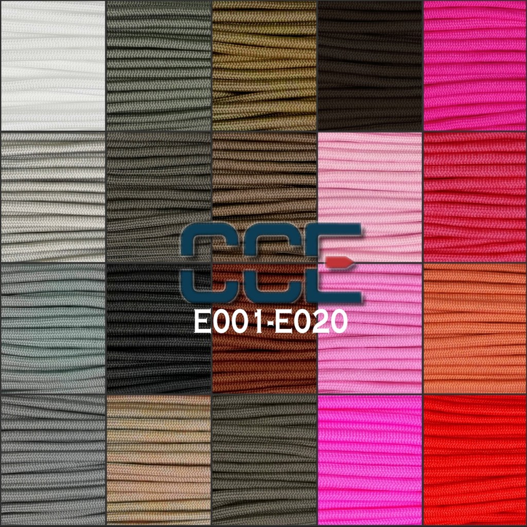 (E001-E020) 550lb Paracord 4mm 7 strands Parachute Cord Survival Bracelet Rope 550 Plain Colour Series
