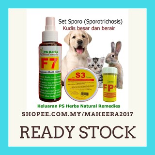 [PS HERBS] UBAT KUCING/PETS - SET SPORO (SPRAY F7, KRIM S3 