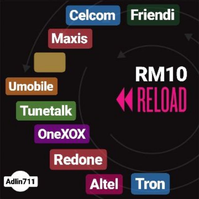 Rm10 Reload Maxis Celcom Tunetalk Altel Umobile OneXox Redone Tron ...