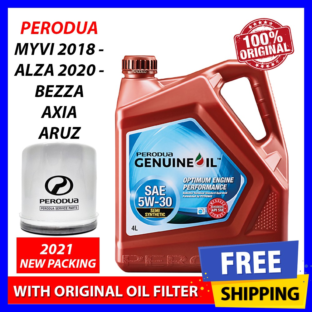 (With Perodua Oil Filter) PERODUA 5W30 Semi Synthetic (4L) MYVI/BEZZA