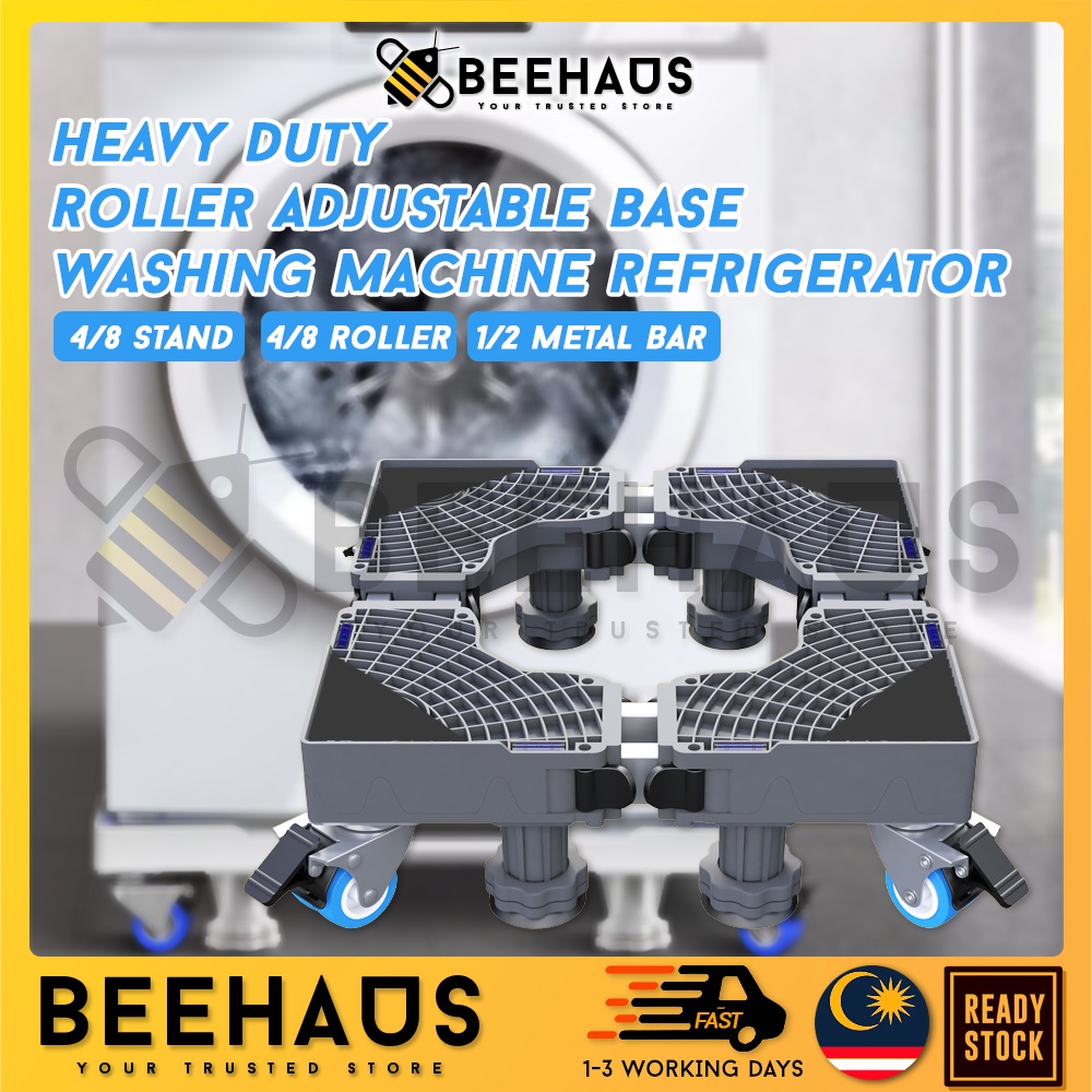 BEEHAUS Adjustable Heavy Duty Movable Wheel Special Base for Washing Machine and Fridge Refrigerator Roda Peti Sejuk