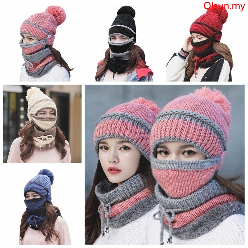 woolen cap with woolen scarf