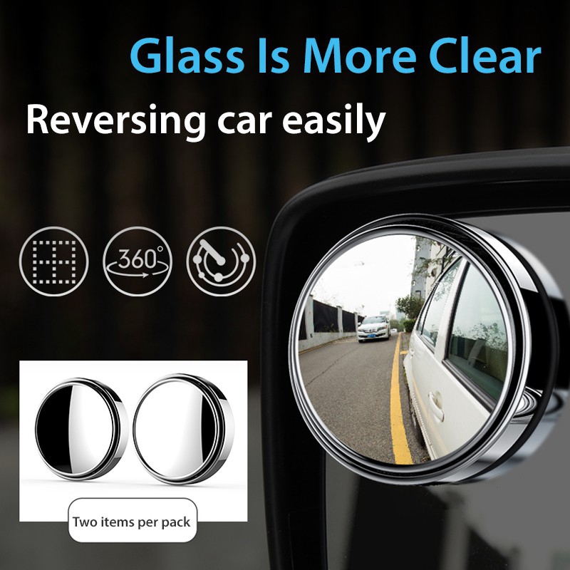Car Blind Spot Mirror 360 Degree Rotatable Automibile Wide-Angle Auxiliary Rearview Mirror Car Assisted Mirror Car Blind Zone Mirror 