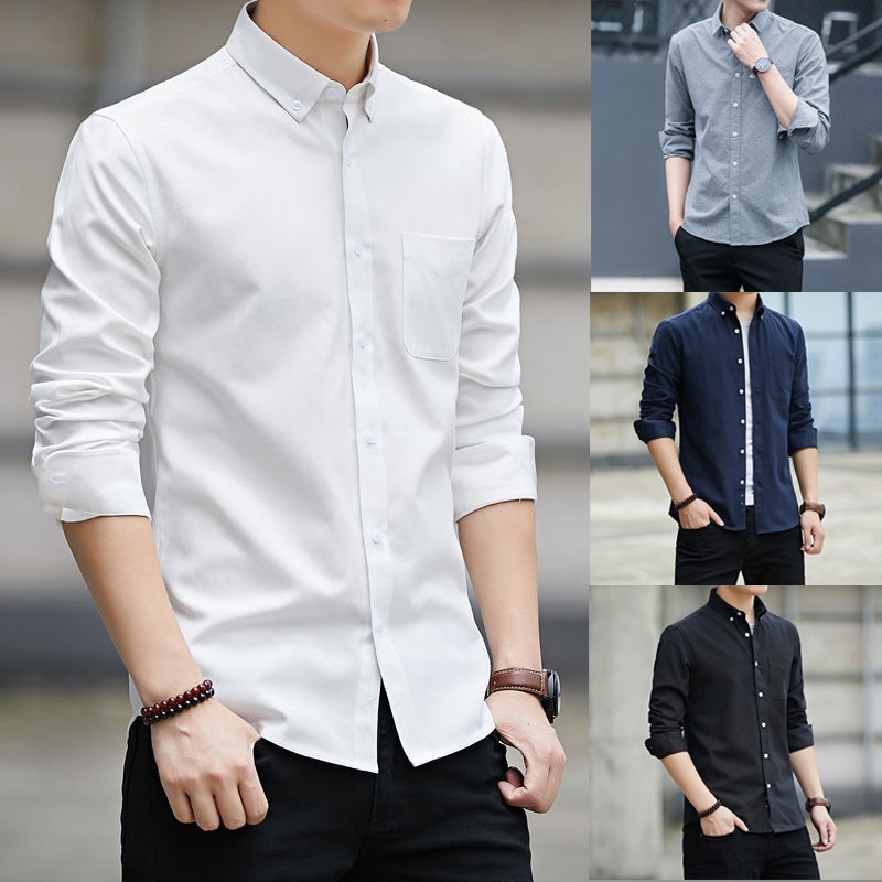 Ready Stock Baju Kemeja 5 Color Shirt Men Oxford Baju Kemeja Lelaki Lengan Panjang Kemeja Kasual Tipis Perniagaan Baju Lelaki