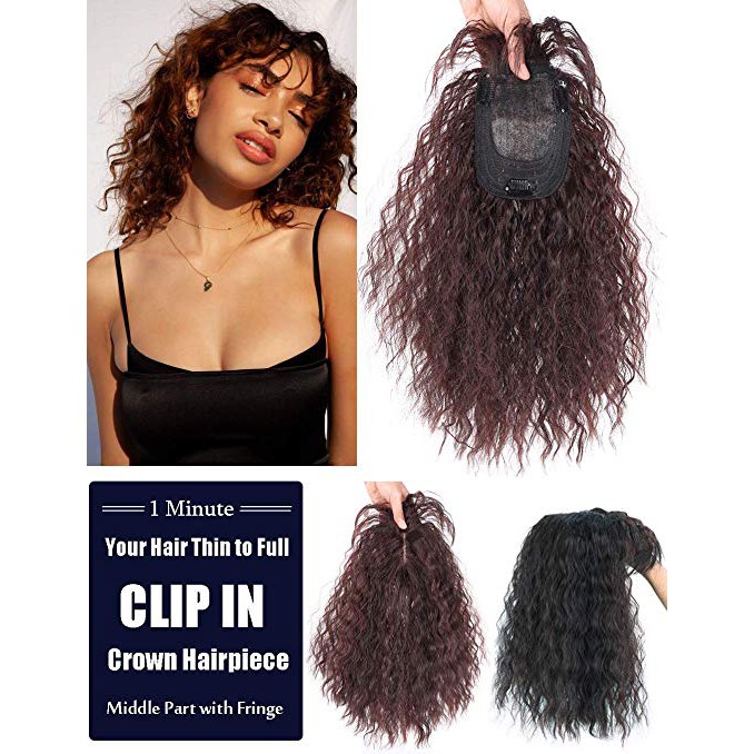 Fluffy Curly Crown Hair Topper 35cm One Piece Clip In Hairpiece