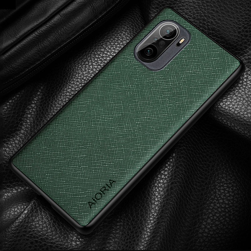 SKINMELEON Xiaomi Casing POCO F3 Case 5G Casing Elegant Cross Pattern PU Leather TPU Protective Cover Phone Case