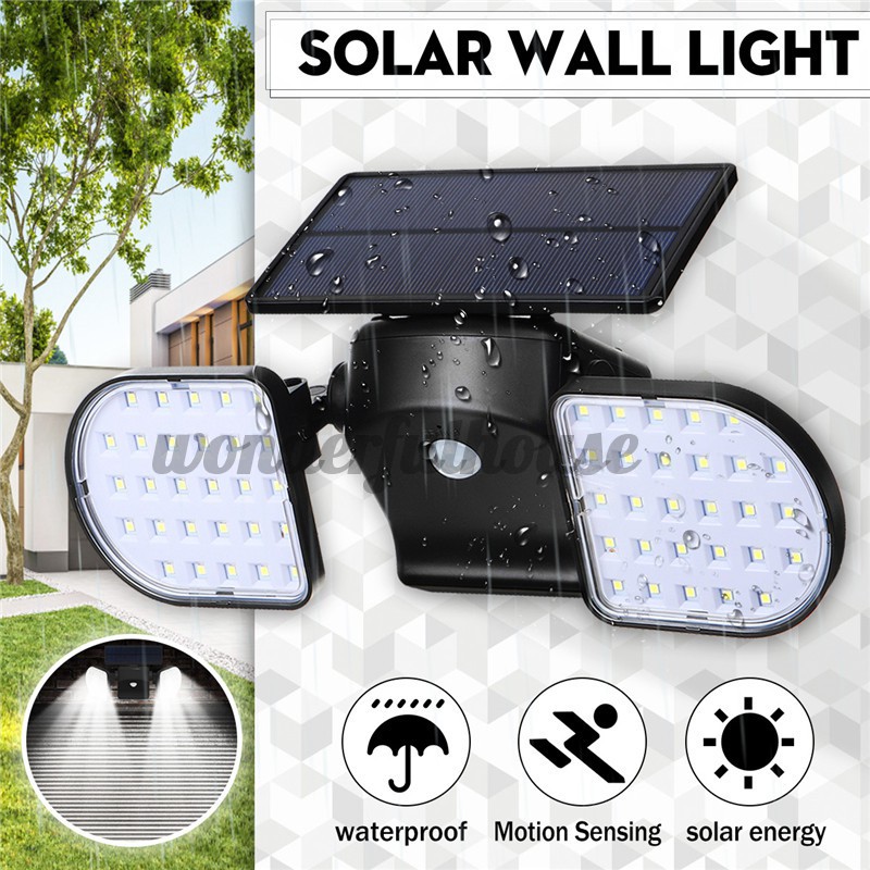 56LED Solar Dual Head Motion Sensor Lights Outdoor Garden Adjustable ...