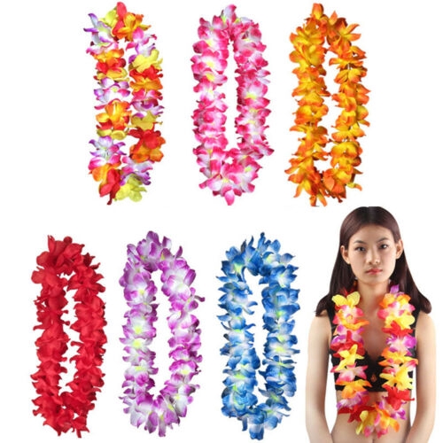 Hawaiian Leis Necklace Tropical Luau Flower Wreath Party Xmas 4 Piece Set HOT