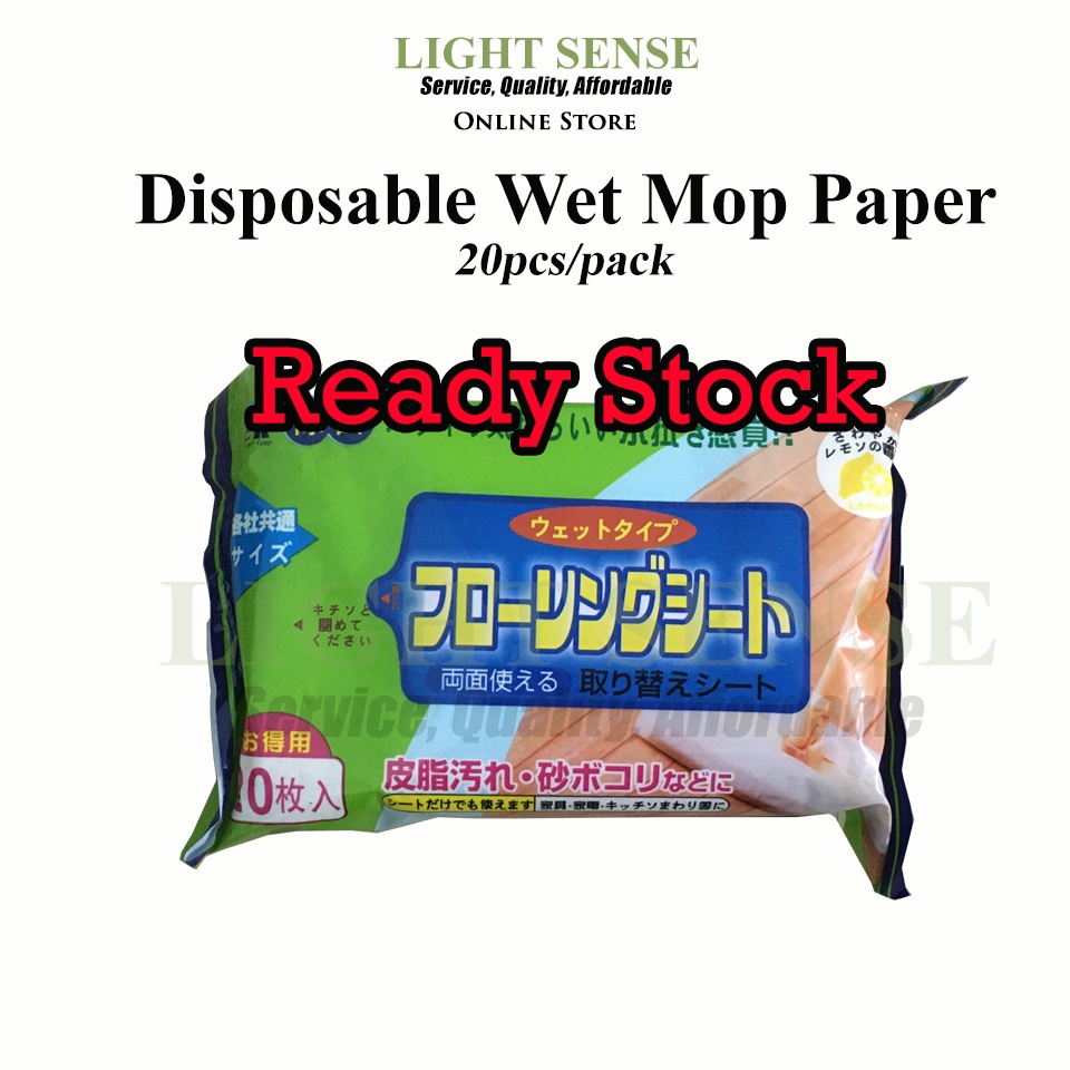 20pcs Disposable Wet Mop Paper 20cm x 30cm/Wet Wipe Sheet/Tisu Lantai Basah/