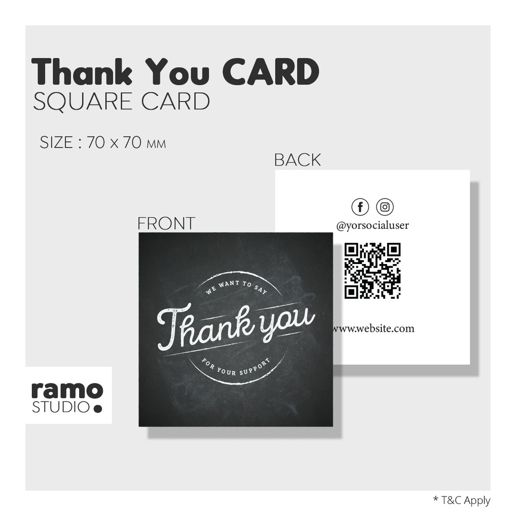 7X7 Cm Thank You Card \ Loyalty Card \ Full Color Custom Design Print |  Shopee Malaysia