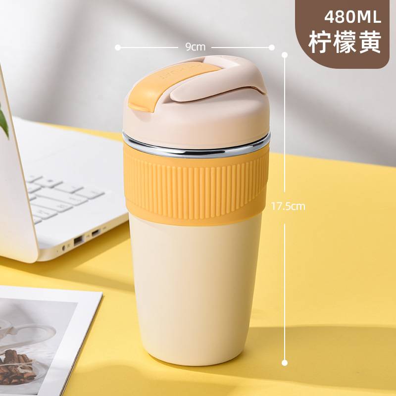316 Stainless Steel Portable Cup Insulation Travel Coffee Mug Water Bottle with Straw Lid