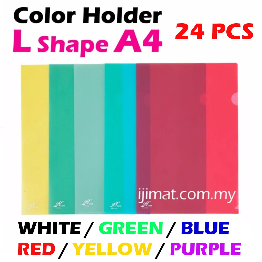(24pcs/pack) L Shape Colour Transparent Document Folder / Holder File ...