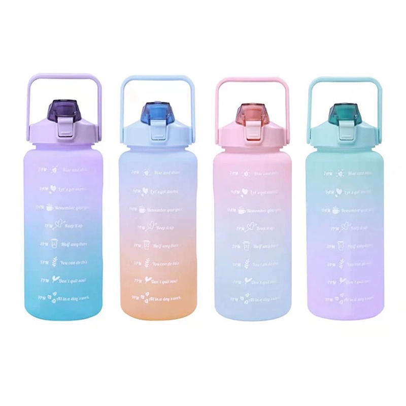 2000ML Botol Air Viral FREE 2D3D Stickers FREE Brush Cute Water Bottle ...