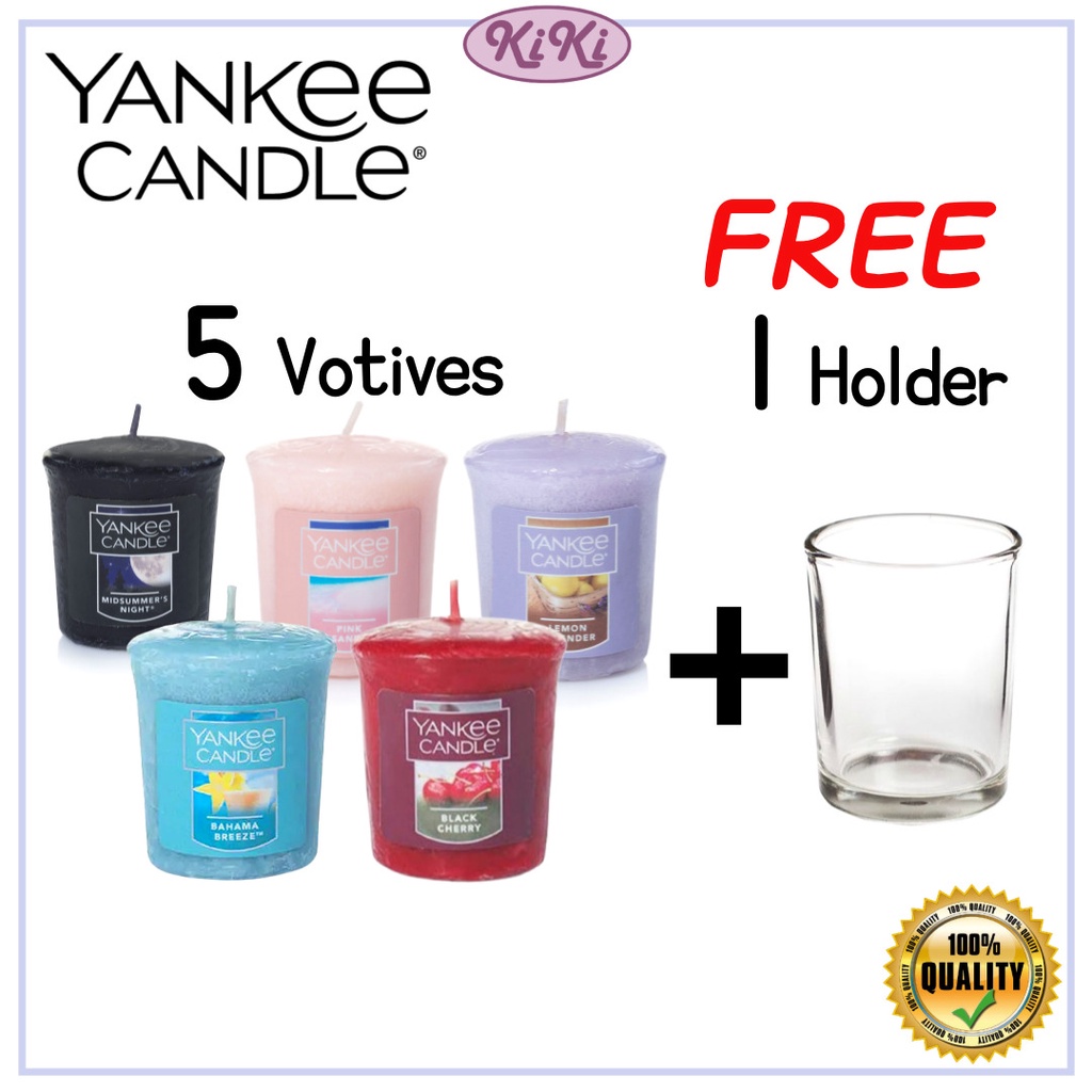 [Yankee Candle] ✨BEST✨ Votive Candle Mini Samplers 5+1 Free Holder 49g Lemon Lavender/Black Cherry/Bahama Breeze/Midsummer's Night/Pink Sands/Clean Cotton Shipping from Korea