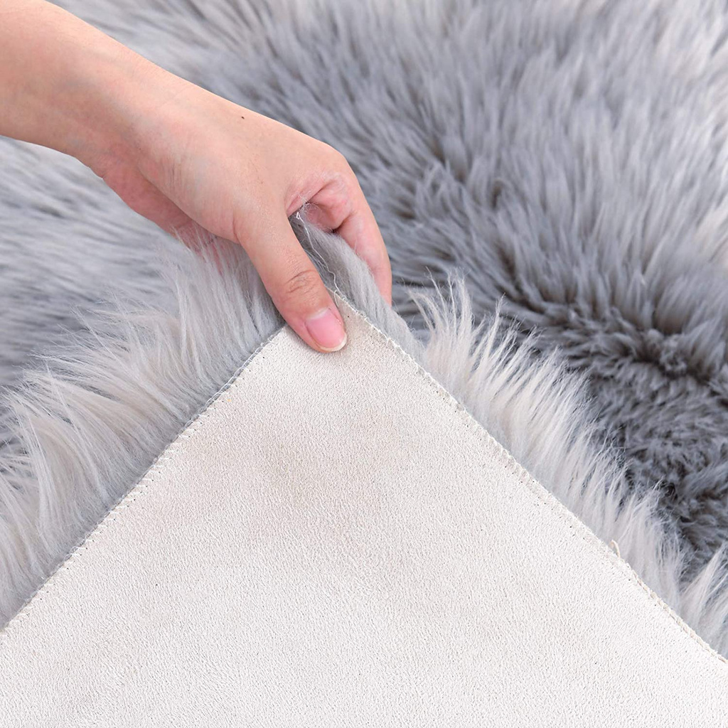 KARPET BULU Gray Fur Carpet Living Room Carpet Fluffy Shaggy Soft Rug ...