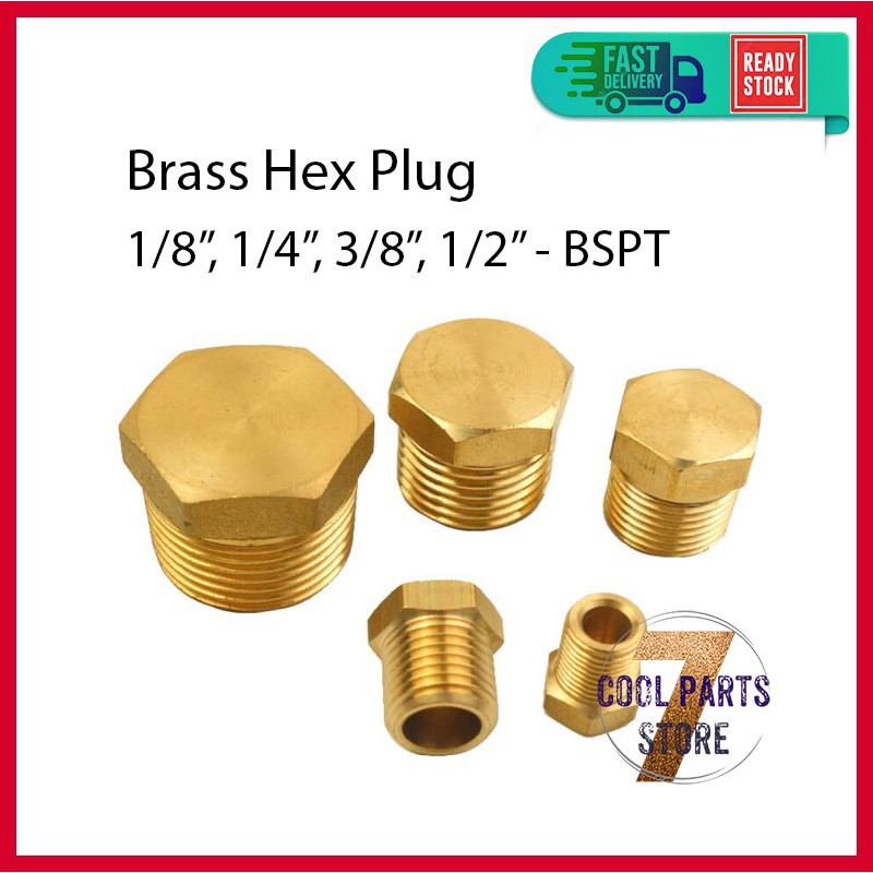 3/8" 1/2" 1/8" Connector 4 PCS Brass Male BSP Hex Blanking Plug Fitting 1/4" 