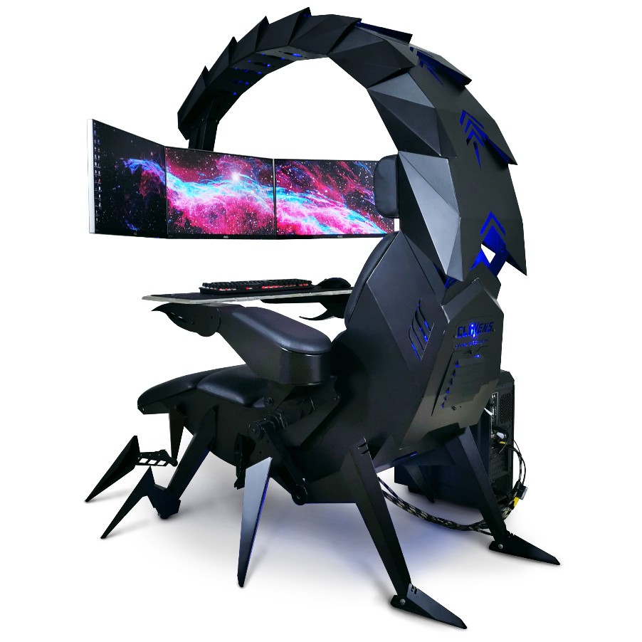 Iw Sk Cluvens Scorpion King Gaming Table Chair Cockpit 1 To 3 Monitors Shopee Malaysia