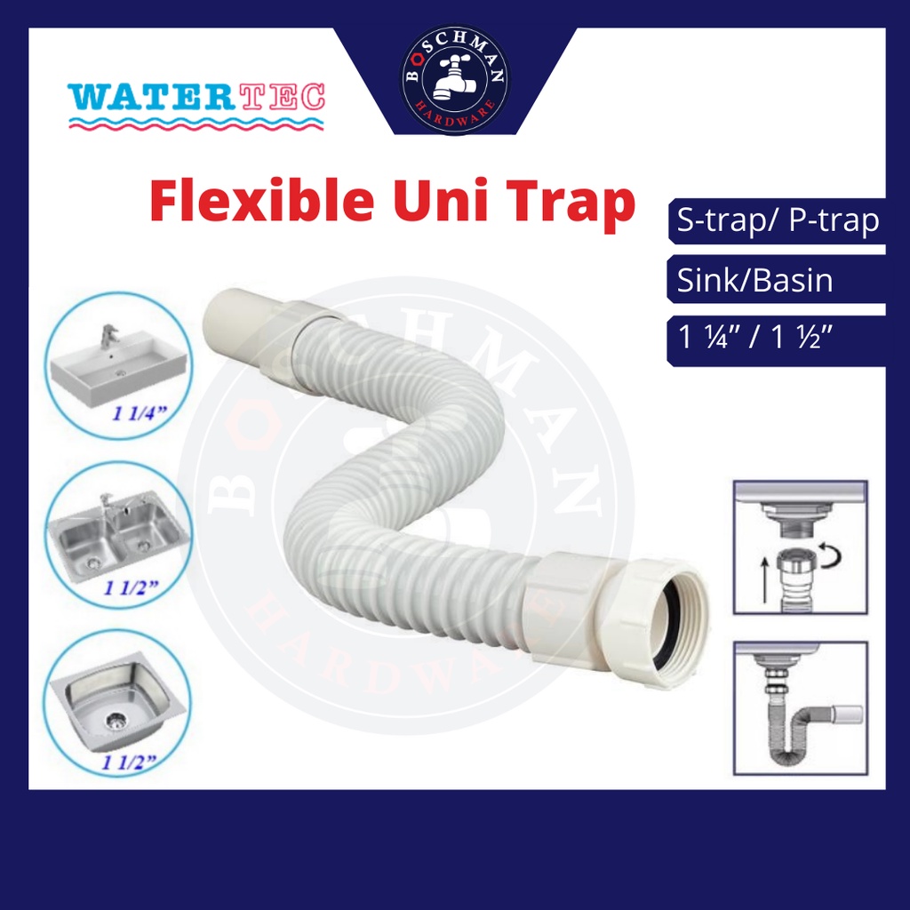 Watertec Flexible Uni Trap Waste Trap PVC Flexible Bottle Trap Outlet ...