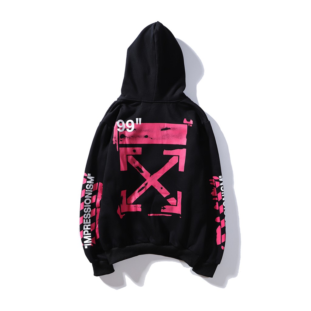 off white hoodie black and pink