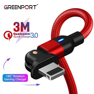 【Gaming cable】5A Fast Charging Cable Charger Micro Usb/Type-C/Lightning 0.5M/1M/2M/3M 180º Rotation for IPhone Android Phone Quick Charger Cable