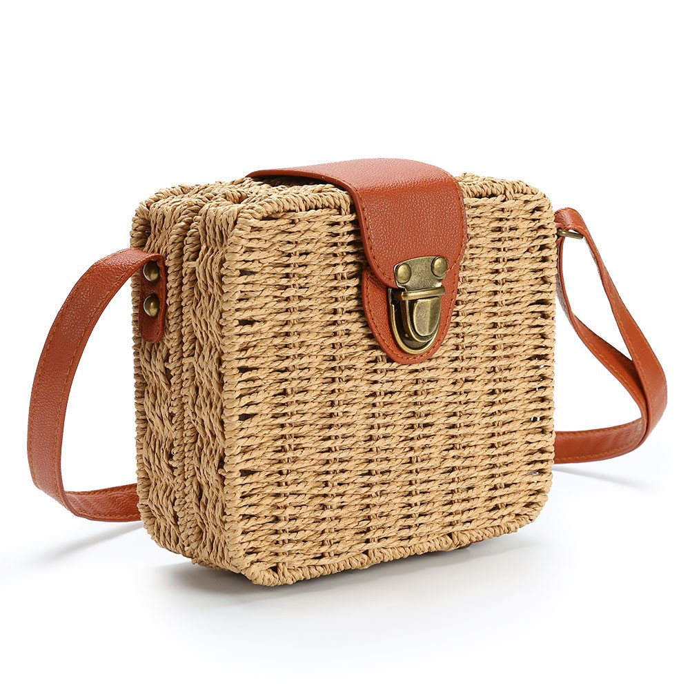 square rattan bag