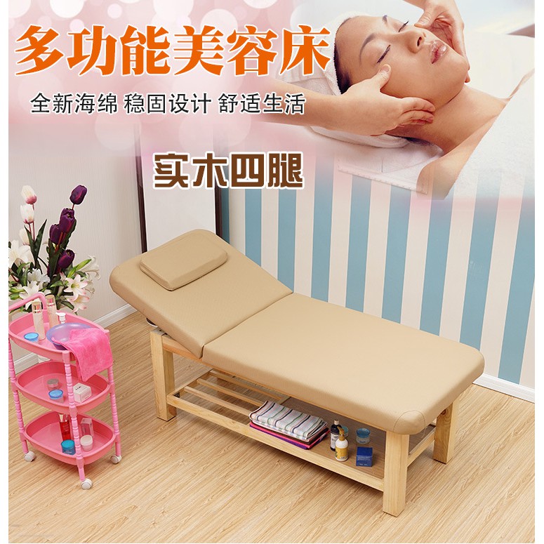 Wooden Massage Bed With Premium Pu Leather Portable Facial Urut Salon Comfort Therapy Beauty Body Thai Table Katil Kayu Shopee Malaysia