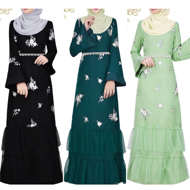  PLUS SIZE FREE SIZE DRESS  JUBAH  RUFFLE DINNER MUSLIMAH 