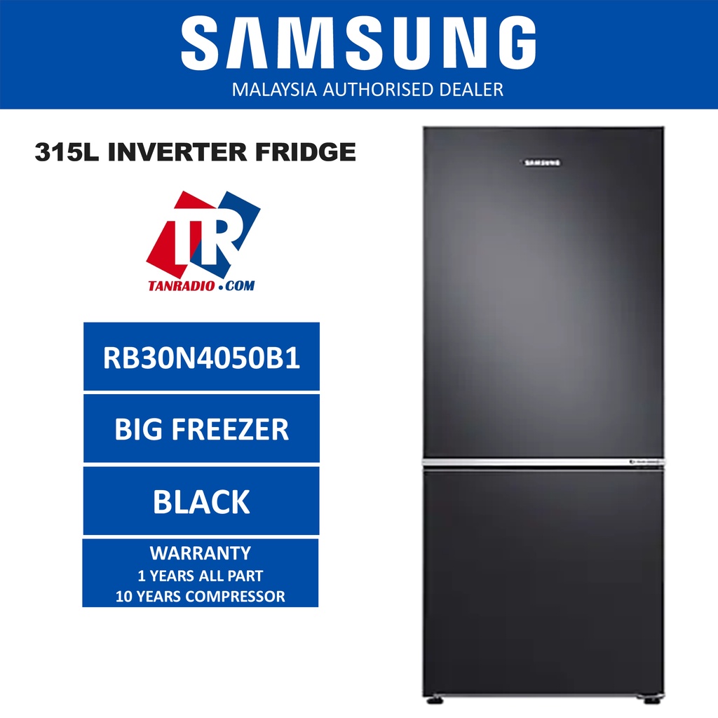 Samsung ( RB30N4050B1 ) 315L INVERTER ( BLACK ) 2 Door Fridge Bottom